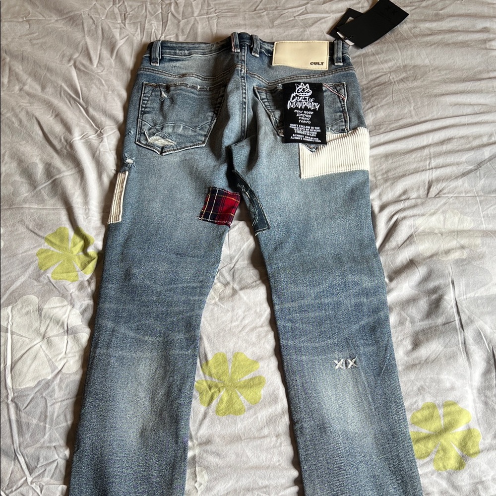 Cult of Individuality Men’s Blue Patchwork Distressed Jeans - Picture 3 of 4